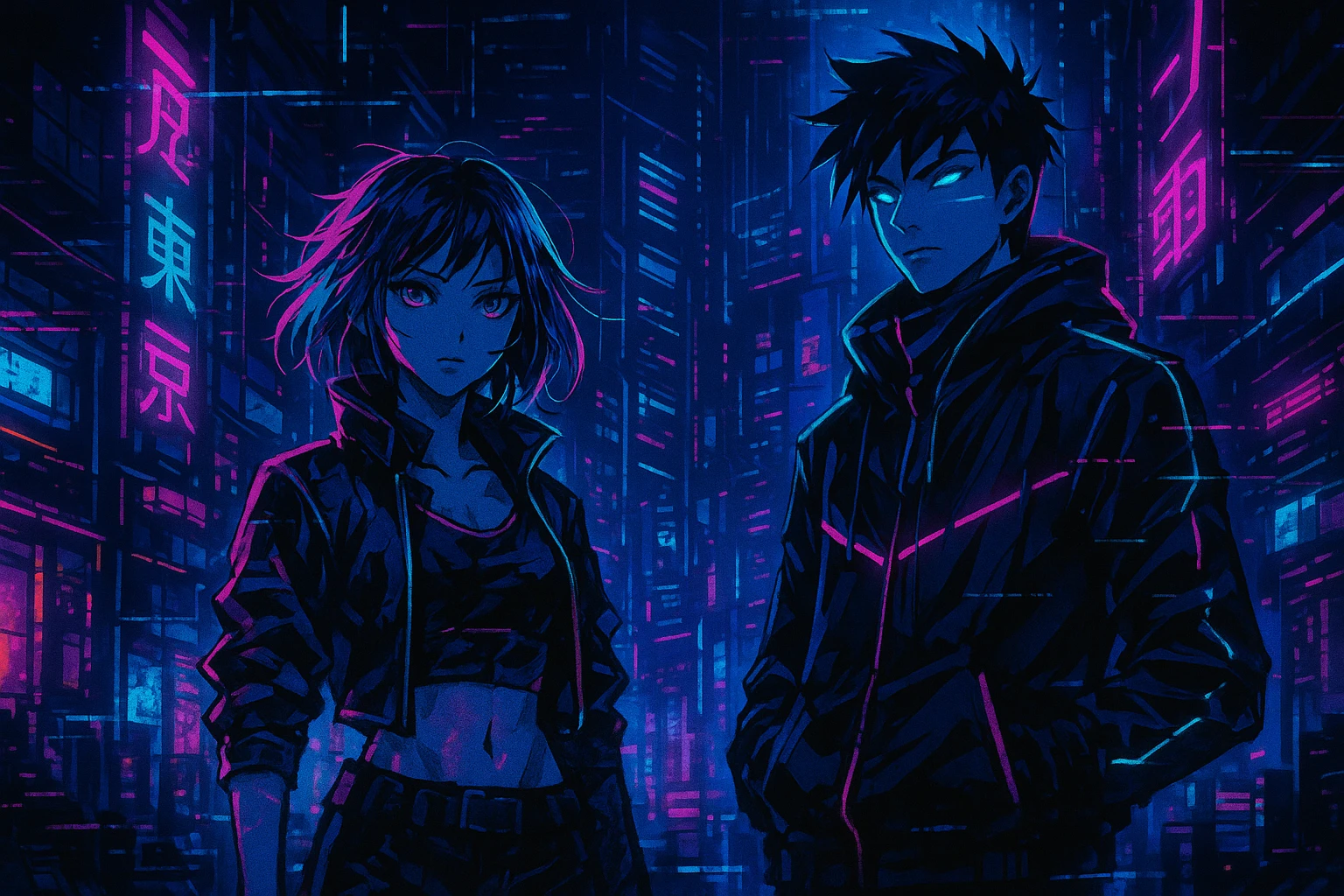 Cyberpunk anime concept art of Nuevo
